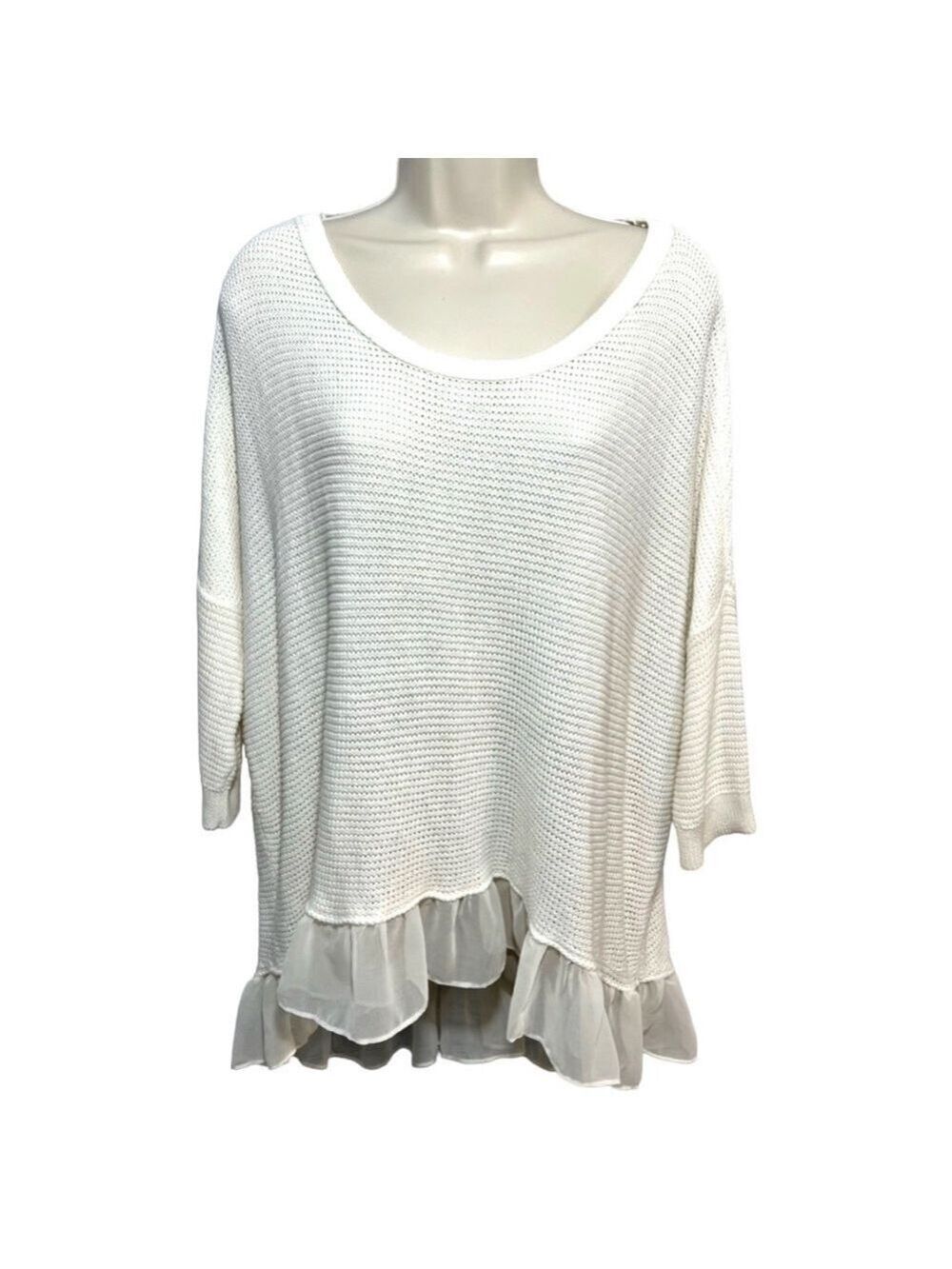 American Eagle Oversized Dolman Sleeve Knit Sweater with Chiffon Hem Size Medium